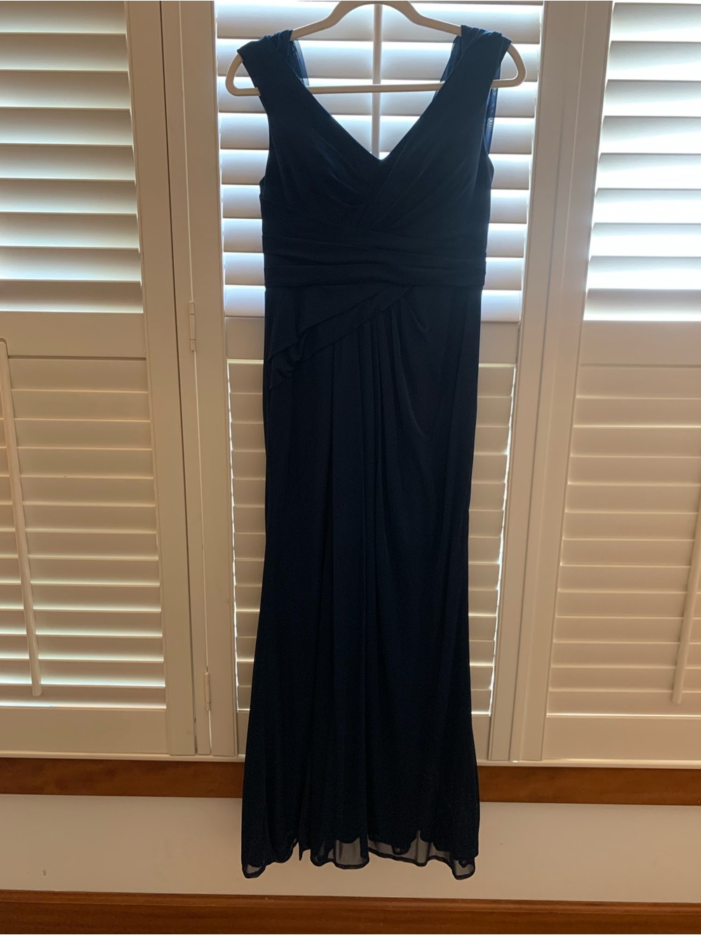 Azazie Navy V-Neck Maxi Dress